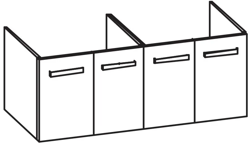 Artiqua 414 Waschtischunterschrank für Vivia 4143D1, 4143D4 Weiß Glanz, 414-WU4T-V163-7050-68 414-WU4T-V163-7050-68