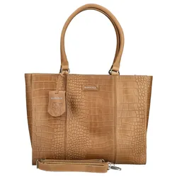 Henkeltasche BURKELY "BURKELY Taschen Leder", Damen, Gr. one size, beige, Leder, Taschen