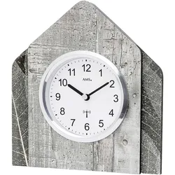 moderne Tischuhr mit Natur-Baumblattauflage - AMS Modell: 5168