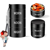 Tablettenbox Morgens Mittags Abends 3 mal Täglich, Wasserdichter Pillenhalter Aluminium Tragbarer Tablettendose für Unterwegs Täglich Reise, Plastikfrei BPA Frei