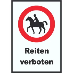 Reiten verboten Schild kein Reitweg Keine Pferde A3 Rückseite selbstklebend