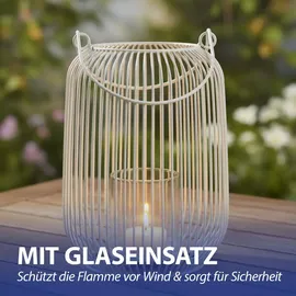 Cepewa Laterne oval Metallstreben Eisen weiß