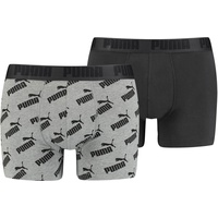 Puma Logo All-Over-Print Boxershorts dark grey melange/black XL 2er Pack