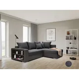 Collection AB Ecksofa »John L-Form«, Regalarmlehne,Bettfunktion,Bettkasten,Ottomane beiseitig montierbar grau