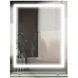 kleankin Badspiegel mit Beleuchtung 70 x 50 cm Rechteckiger Wandspiegel led Spiegel mit Touchschalter, Memory-Funktion Lichtspiegel Beschlagfrei
