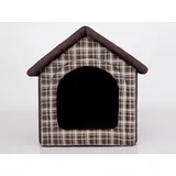 Hundehütte Hundehaus Hundehöhle für kleine mittelgroße und große Hunde - Katzenhaus, Katzenhöhle - Hundeliegen mit herausnehmbarer Dach - Standard - Größe: - Braun Kariert