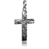 Kuzzoi Herren Kreuz Matt Gehämmert 925 Silber Herrenschmuck