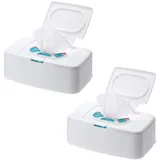 Feuchttücherbox Toilettenpapier,Qiundar 2 Pcs Aufbewahrungsbox Feuchttücher Toilettenpapier Box Wet Wipes Box Wet Wipes Dispenser(17 * 10,5 * 6cm)