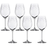 LEONARDO Chateau Weißwein-Gläser, 6er Set, spülmaschinenfeste Wein-Gläser, Wein-Kelch mit gezogenem Stiel, Wein-Glas mit Gravur, 410 ml, 035301