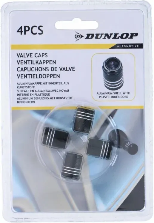 Ventilkappen schwarz/silber 4 Stück