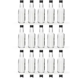 Espírito rebelde 20 Mini Glasflaschen 40ml mit Schwarzem Schraubverschluss, Ideal für Alkoholproben, Hochzeiten, Geschenke und Events