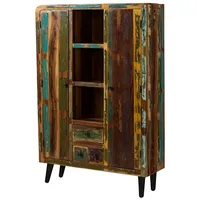 Massivmoebel24 Highboard Altholz 115x40x170 mehrfarbig lackiert SIXTIES #108 |