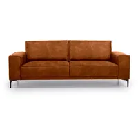 OTTO home 3-Sitzer OTTO HOME "OLAND, B: 224 cm - Skandi-Design", braun (cognac), B:224cm H:85cm T:83cm, 100% Polyester, Sofas, Struktur, Flachgewebe, Luxus-Microfaser, Boucle