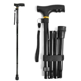 Gehstöcke,Faltbare Wanderstöcke,Tragbarer Leichte und Einstellbare Spazierstöck Wanderstab für Damen und Herren (Schwarz)