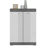 xonox.home Kommode Scout 60 x 85 x 37 cm Grau/Weiß Hochglanz