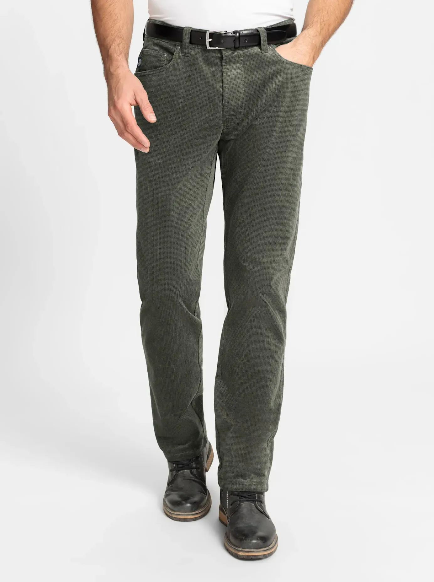 5-Pocket-Hose BRÜHL, Herren, Gr. 30, Unterbauchgrößen, grün (oliv, gepunktet), 98% Baumwolle, 2% Elasthan, unifarben, Hosen 5-Pocket-Hose