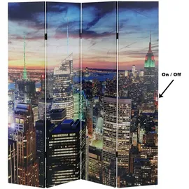 Mendler LED-Paravent Trennwand Raumteiler New York, Timer, netzbetrieben 180x160cm, 28 LEDs