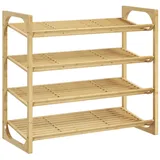 Homcom Schuhregal 76 x 67 x 33 cm mit 4 Ebenen aus Bambus / Natur