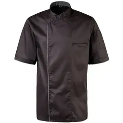 Exner 224 - Kochjacke halbarm, Druckknöpfe, Fb. schwarz mit farbiger Paspel : graphit 65% Polyester 35%Baumwolle 220 g/m2 M
