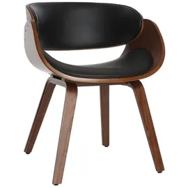 miliboo Design-Stuhl Kunstleder schwarz Nussbaum