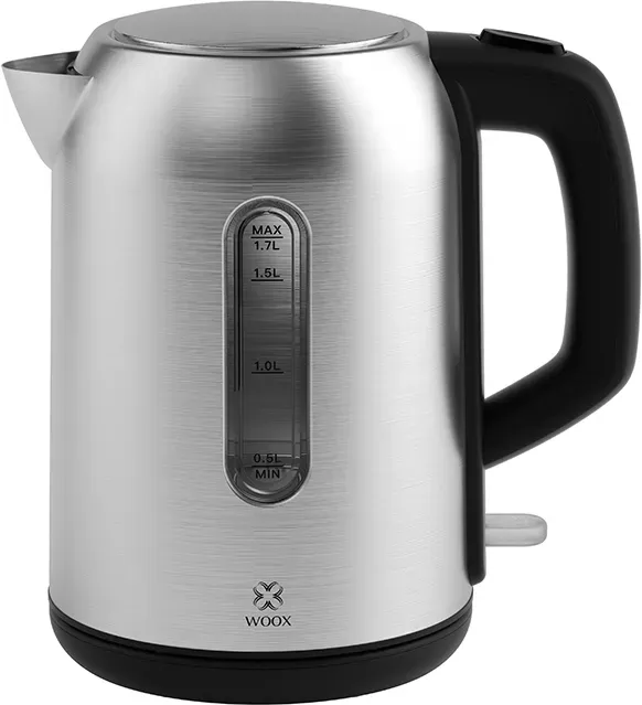 Woox Elektrischer Edelstahl-Wasserkocher für Tee und Kaffee, BPA-frei, schnelles Kochen, Silber, 1,7L