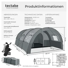 Tectake Tunnelzelt Roskilde Grau