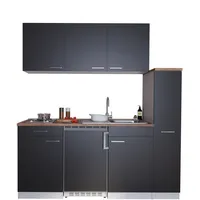 Respekta Küchenzeile Luis E-Geräte 180 cm mit Edelstahlkochmulde schwarz/weiß