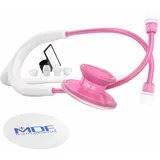 MDF Acoustica leichtes Stethoskop für Ärzte, Krankenschwestern, Studenten, Heimgesundheit, Erwachsene, Doppelkopf, weißer Schlauch, rosa Pinkore Bruststück-Headset, MDF747XPPO29