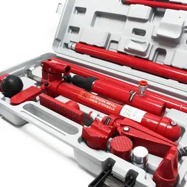 Wiltec Hydraulischer Richtsatz 10 t Presskraft, Wagenheber, Deckenstütze, Maschinenheber inkl. Koffer & Zubehör, Presse zum Auto Ausbeulen