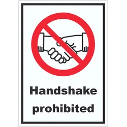 Handshake prohibited Aufkleber No handshake Symbol und Text Aufkleber A4 (210x297mm)