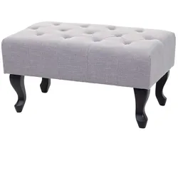Ottomane Chesterfield Oxford, Sitzhocker Fußablage Hocker, wasserabweisend Stoff/Textil 39x77x47cm ~ grau