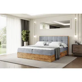 altdecor BOXBETT mit Matratze H3 und Lattenrost - 160x200 - Hellgrau