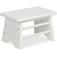Relaxdays Fußbank Bambus 33 x 20 x 21,5 cm Weiß