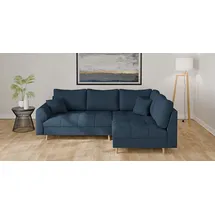 Home Affaire Ecksofa HOME AFFAIRE "CHARRE L-Form mit Ottomane, Maße B/T/H: 231/161/81 cm", blau (dunkelblau), B:231cm H:81cm T:161cm, 100% Polyester, Sofas, Ecksofa, feine Steppung, lose Rücken- und Zierkissen, auch in Cord und Bouclé
