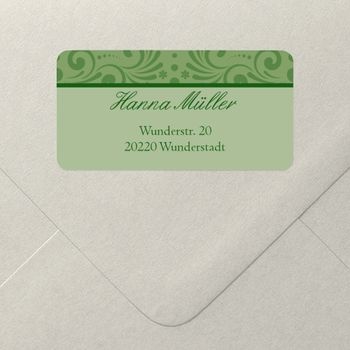 Adressaufkleber (5 Karten) selbst gestalten, Elegante Zierde in Grün - Grün