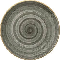 6x Bonna Aura Space Gourmet flacher Teller rund 27cm 3cm hoch Anthrazitgrau Creme Porzellan ASCGRM27DZ Speiseteller Tafel Geschirr