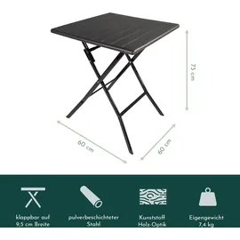 Lemodo Balkonmöbel Set 3teilig, klappbar, 2x Balkonstühle + 1x Balkontisch, Holzoptik