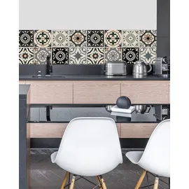 OTTO home Fliesenaufkleber Ornamente schwarz 15cm x 15cm 12er Set Sticker