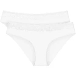 Slip TRIUMPH "Feel of Modal Tai 2P", Damen, Gr. L, weiß, Single Jersey, Spitze, Obermaterial: 87% Modal, 13% Elasthan, Unterhosen, sehr weich
