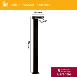 Paulmann Außenstandleuchte Kunststoff 29,7 cm inkl. Bewegungsmelder anthrazit