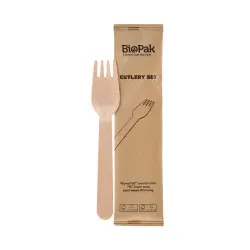 DUNI Holzbesteck, kleine Gabel, Petit, BioPak, einzeln verpackt 195925 , 1 Karton = 250 Stück