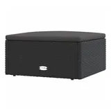 vidaXL Gartenhocker mit Kissen Schwarz Poly Rattan