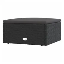 vidaXL Gartenhocker mit Kissen Schwarz Poly Rattan