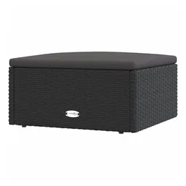 vidaXL Gartenhocker mit Kissen Schwarz Poly Rattan