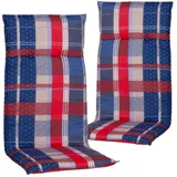 NYVI Hochlehnerauflage Hochlehner Auflagen Rio 2er Set - Stuhlauflage für Gartenstühle, (2 St), Sitzauflage mit Wendedesign, Wendeauflage beige|blau|bunt|rot