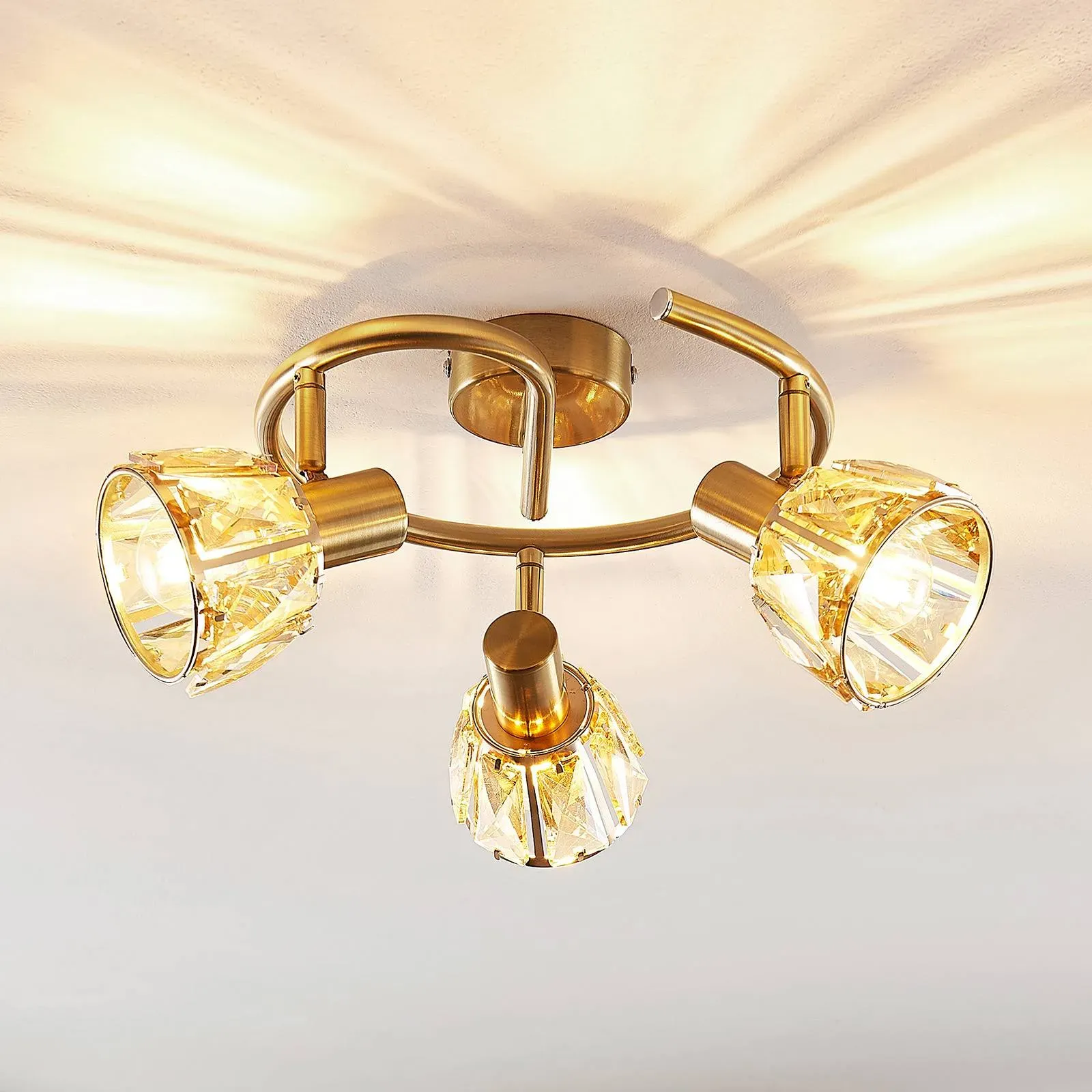 Deckenlampe Kosta Lindby, dimmbar, messing / gold, für Wohn- / Esszimmer, Metall, Modern, Deckenlampe - 47 cm - 47 cm - 18 cm
