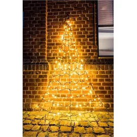 FHS International Lichterkette Kunststoff 2m 200 LEDs warmweiß IP44 schwarz