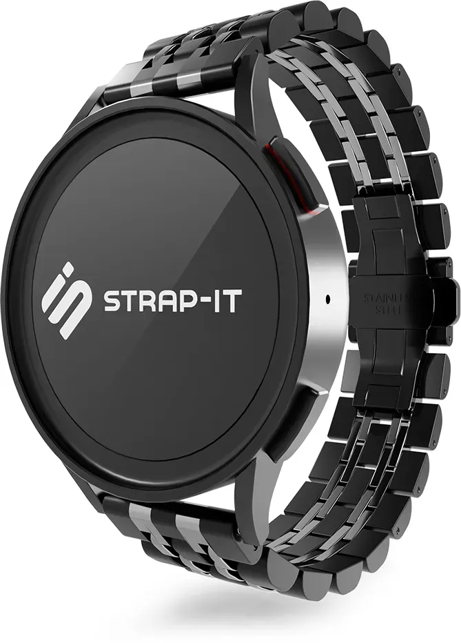 Strap-it Xiaomi Watch S1 (Active) Armband Stahl für Xiaomi Watch S1  - Schwarz/Silber - Butterfly-Verschluss