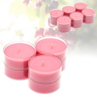 Candelo 12er Set XXL Duft Kerzen - Duftteelichter Wildkirsche - Jumbo Teelicht in Kunststoff Hülle - 8 Std Brenndauer - Große Teelichter in Rosa