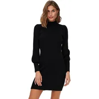 Only Damen Strickkleid | Regular Fit Mini Pullover Dress | Rundhals Stehkragen Shirt ONLKATIA, Farben:Schwarz, Größe:S